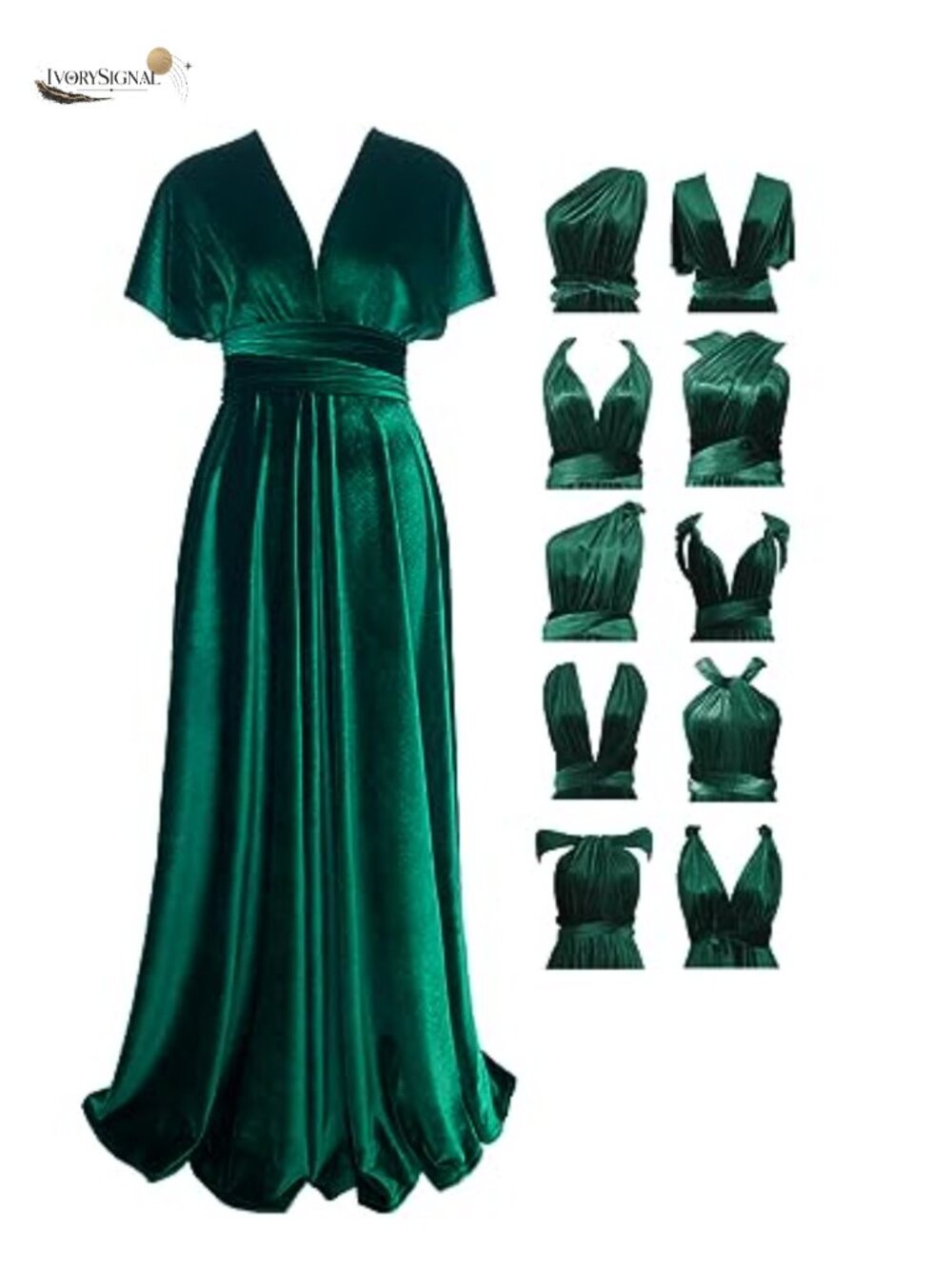 72styles Velvet Multi-Way Wrap Infinity Maxi Dress Bridesmaid Convertible